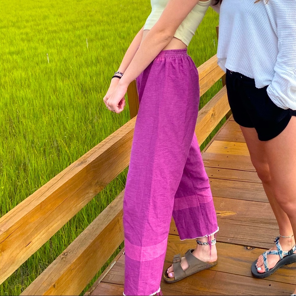 Purple wide leg canvas pants!!